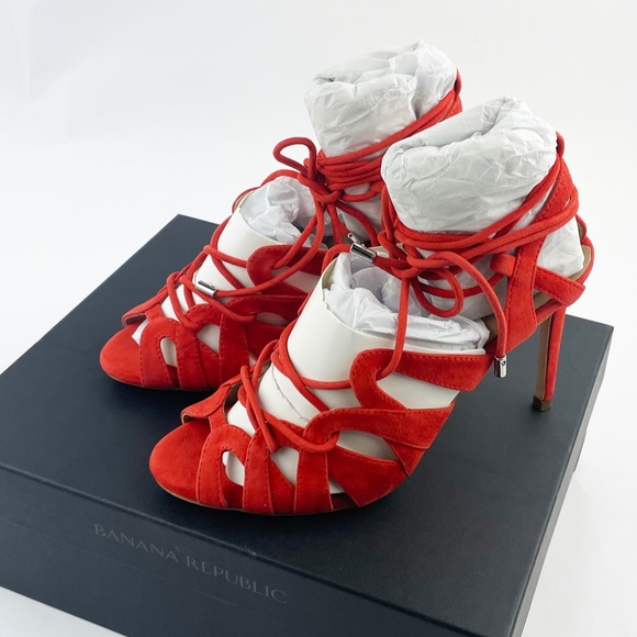 New BANANA REPUBLIC Size 7.5 Jene Suede Heels in Dune Red - Picture 2 of 5
